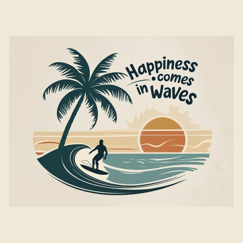 Surfer riding wave with sunset by the sea