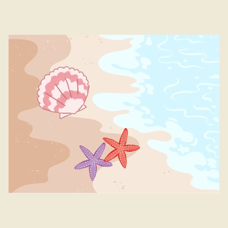 Summer beach starfish and shells