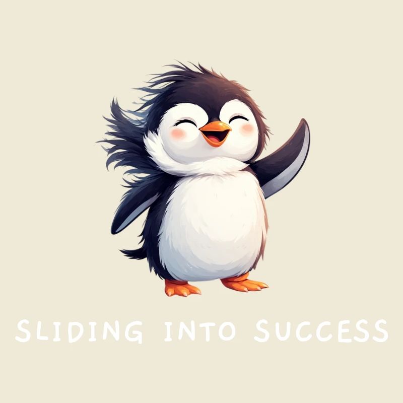 Citation du pingouin mignon « Glisser vers le succès »