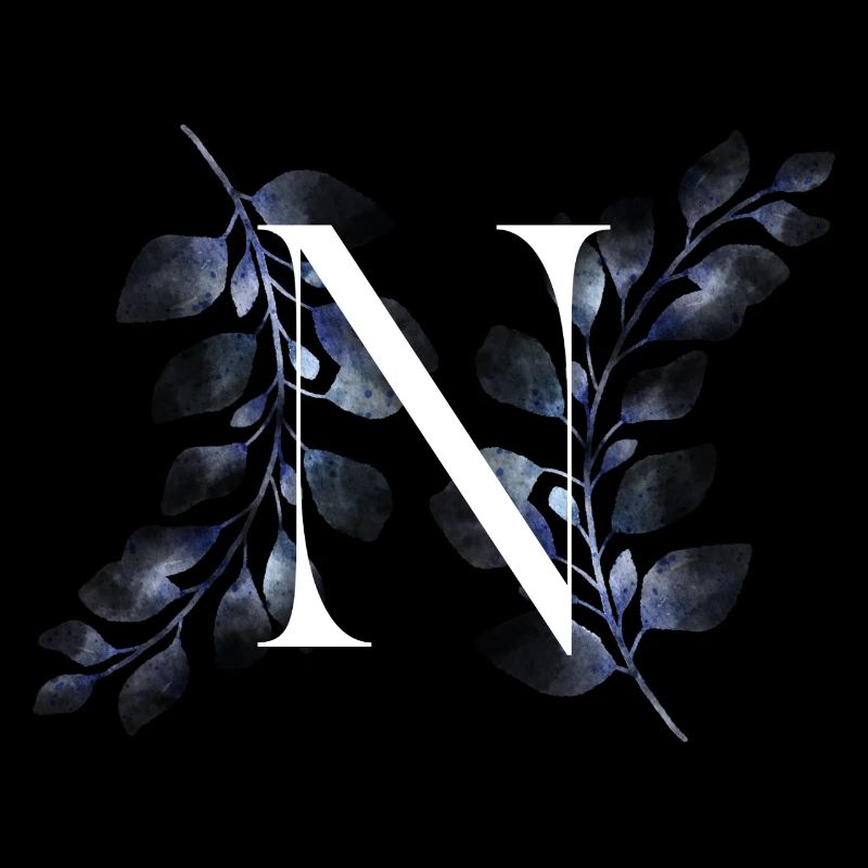 Blue Floral N Monogram