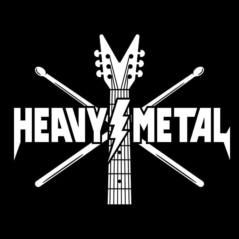 Heavy Metal Guitar and Drumsticks Logo