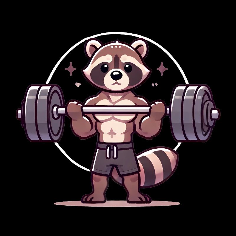 Muscular Raccoon Lifting Weights