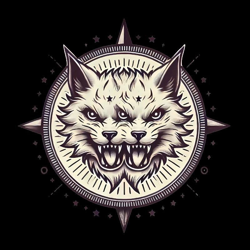 Doppelköpfiges Gothic Katze Emblem