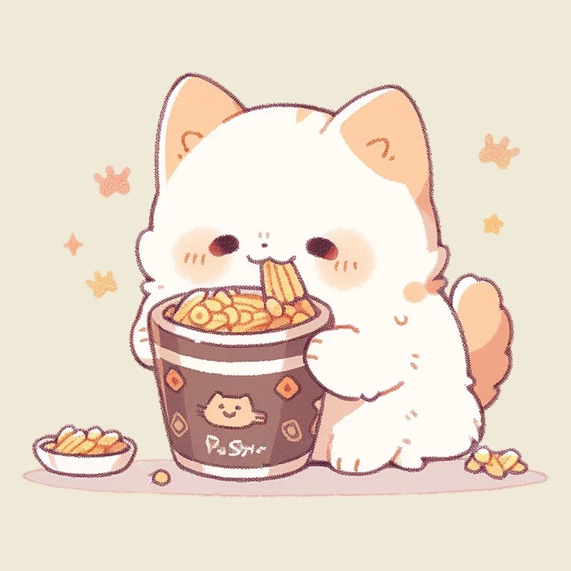Spaghetti cats - Cat is having fun with past