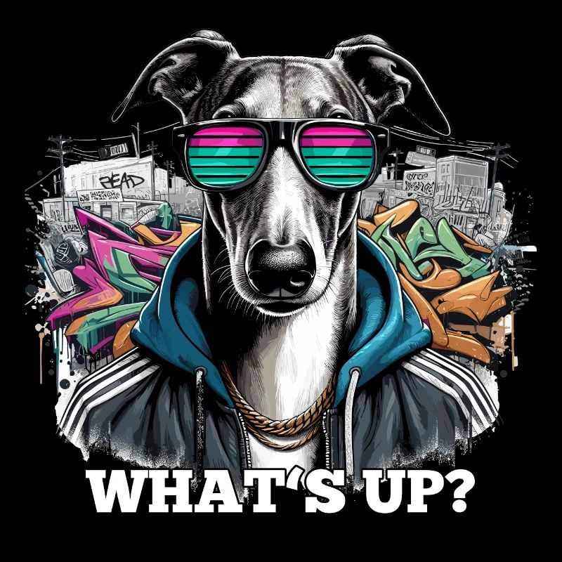 Windhund Was geht ab? Hund Graffiti Geschenk