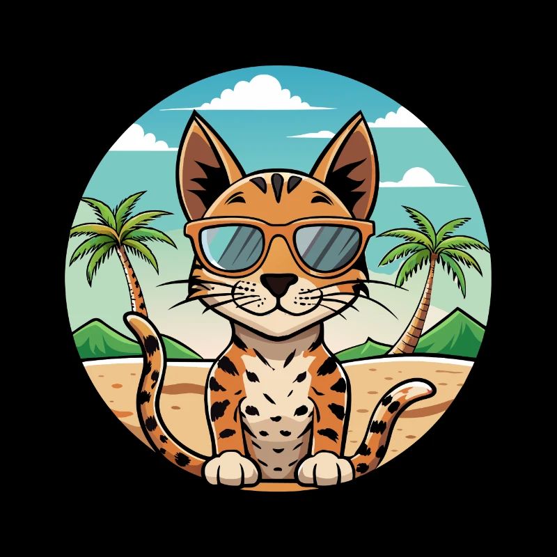 Savannah Cat Breed Cartoon Lunettes de soleil Beach