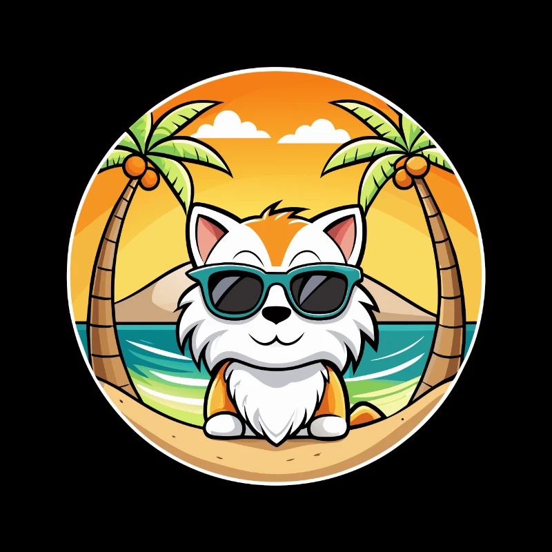 Ragdoll Cat Breed Cartoon Sunglasses Beach