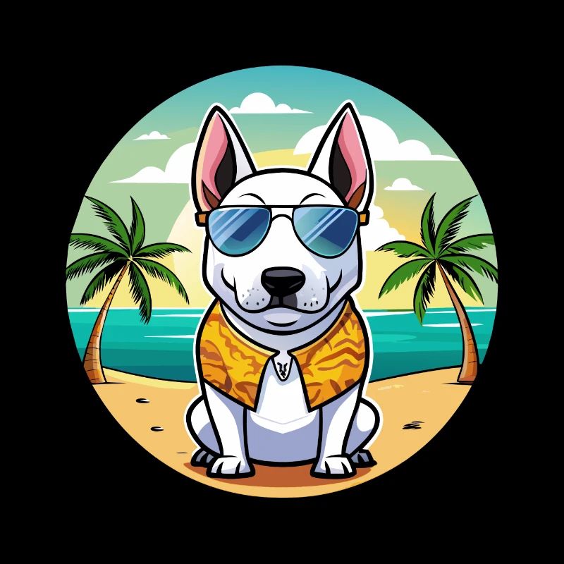 Miniatur Bullterrier Hunderasse Cartoon Beach