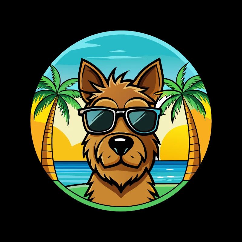 Welsh Terrier Chien Race Dessin Animé Lunettes De Soleil Plage