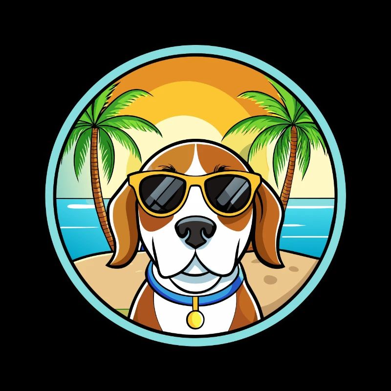 Kerry Beagle Chien Race Dessin Animé Lunettes de Soleil Plage