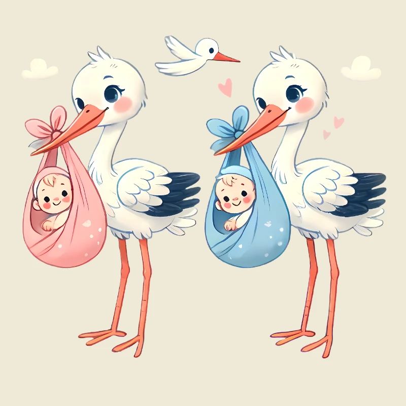 Rosa oder Blauer Storch Baby Überraschung