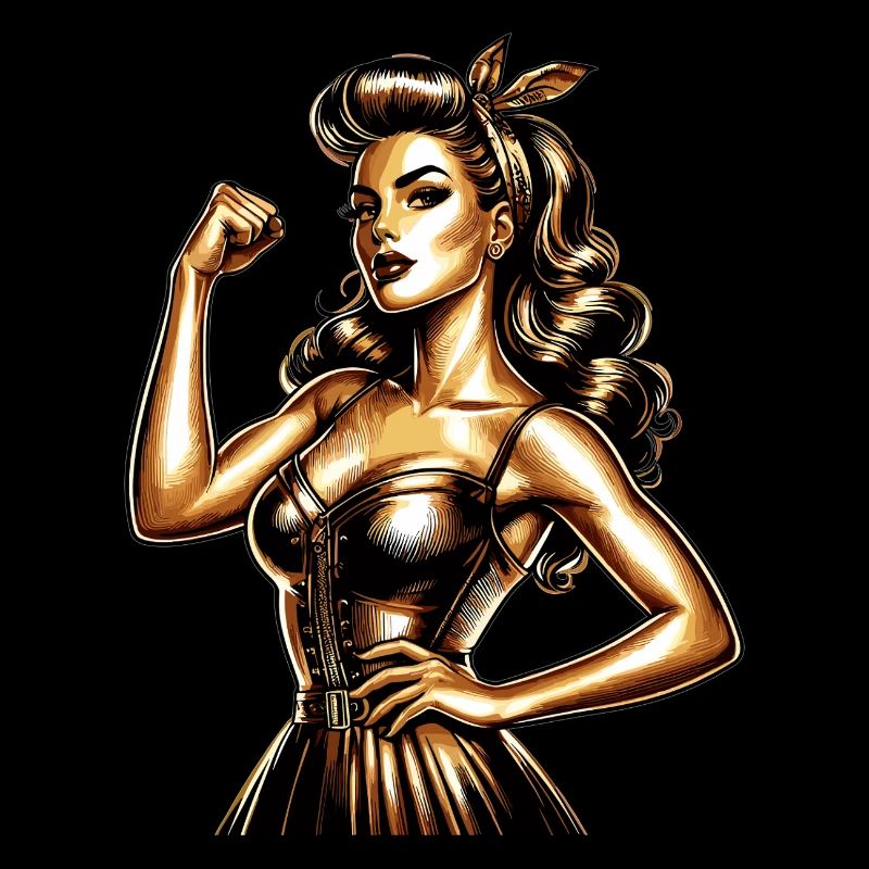 Femme forte or style rockabilly doré cadeau d’or