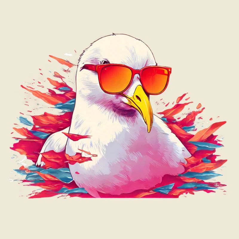 Pinke Möwe mit Sonnenbrille