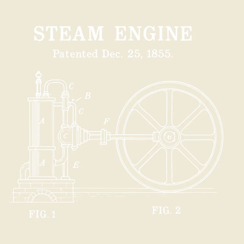 Vintage Steam Engine Blueprint