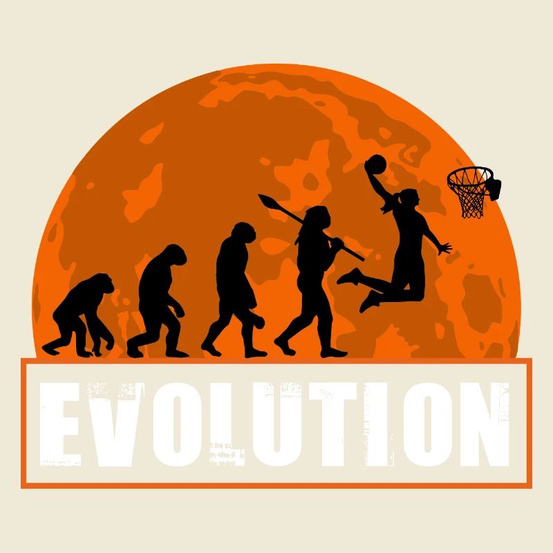 Basketball Evolution Player Dunking Silhouette