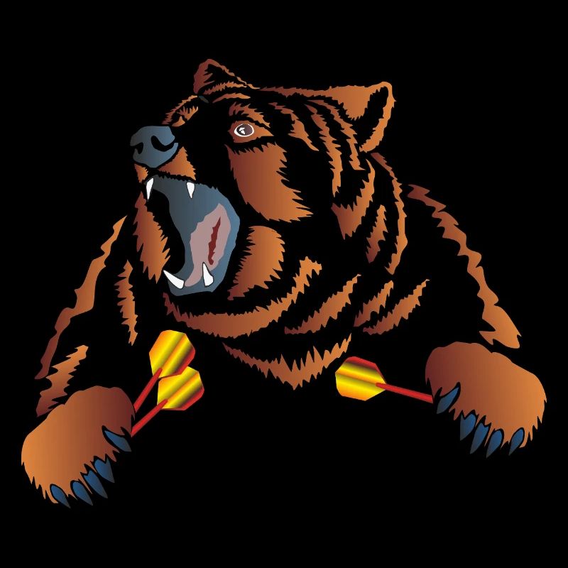 Angry brown bear with darts