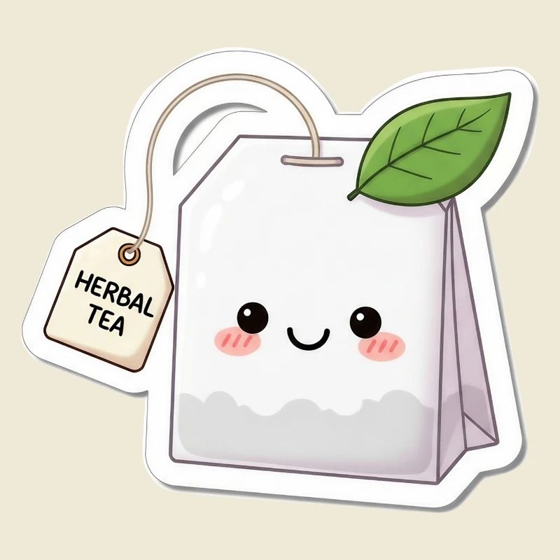 Kawaii Kräutertee Beutel Illustration