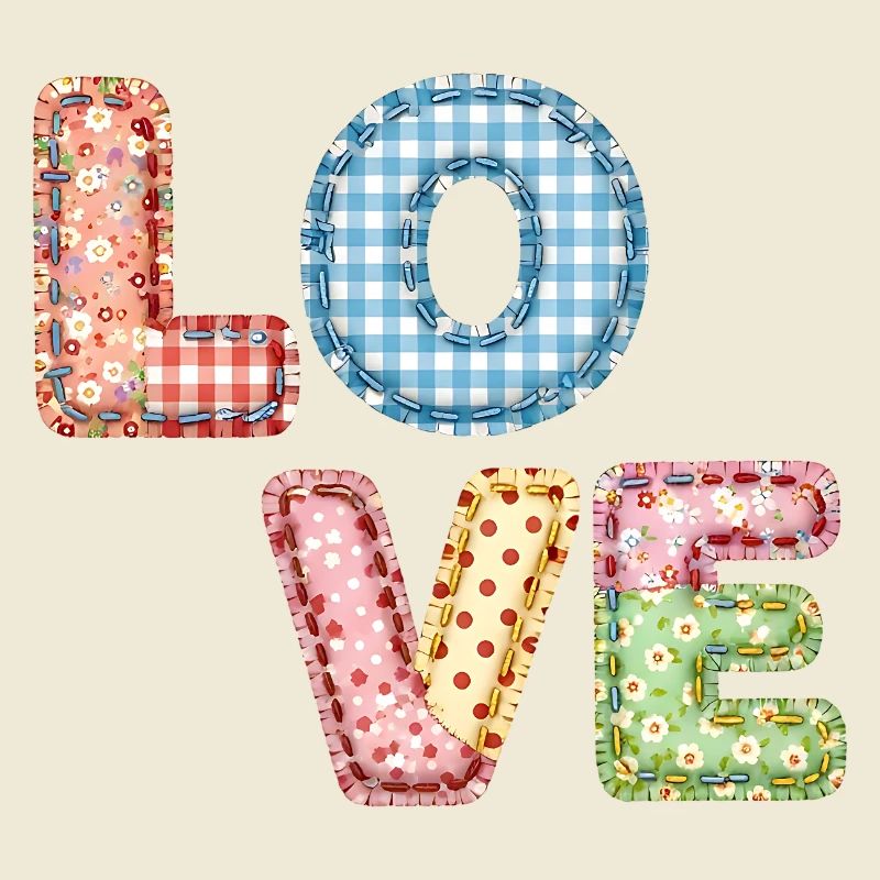 Love Patchwork Design Bunte Stoffflicken