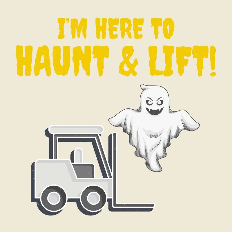 Halloween Ghost Forklift Operator Heavy Equipment