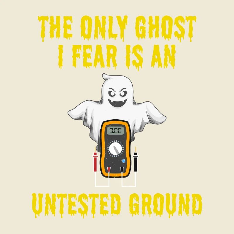 Electrician Halloween Ghost Untested Ground Safety