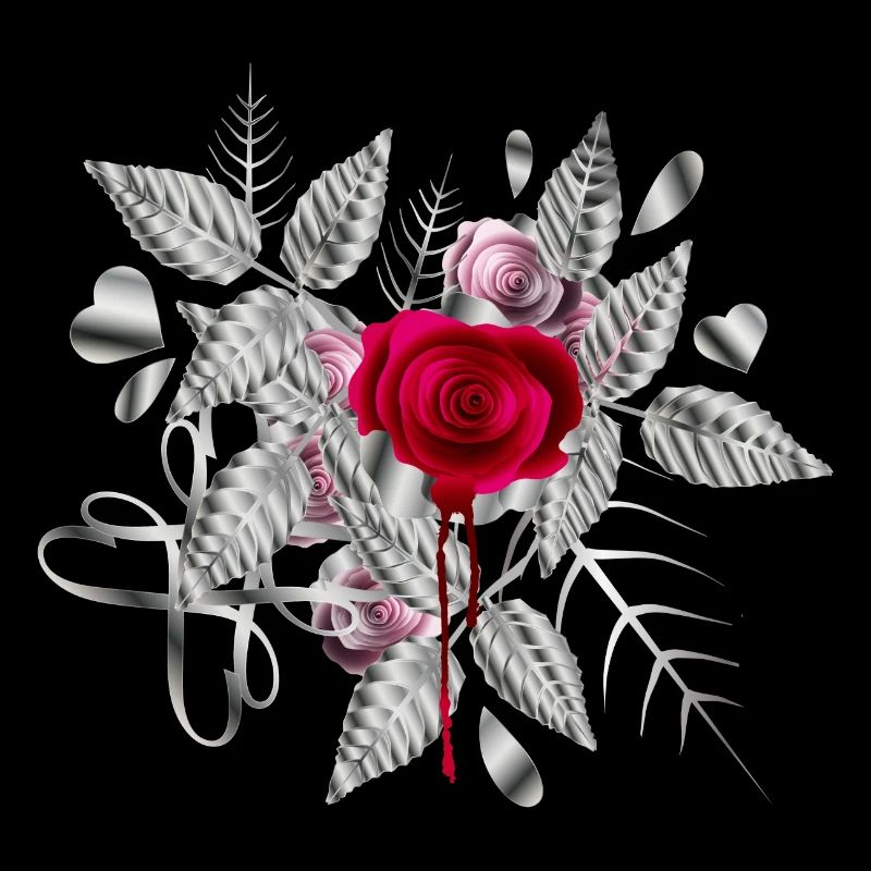 silver Valentine's Day arrangement with roses