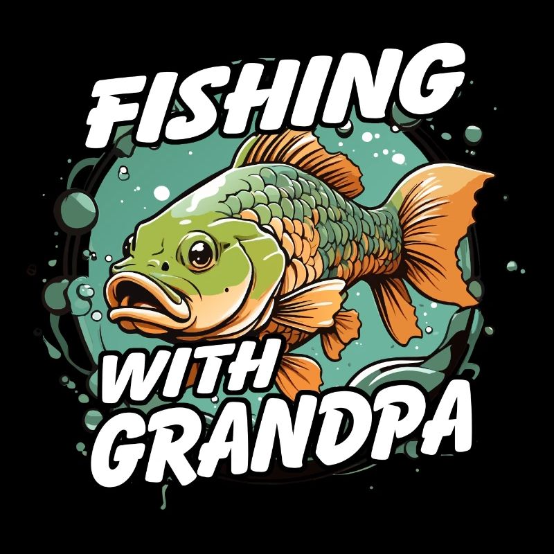 Fishing with dad with colorful fish design