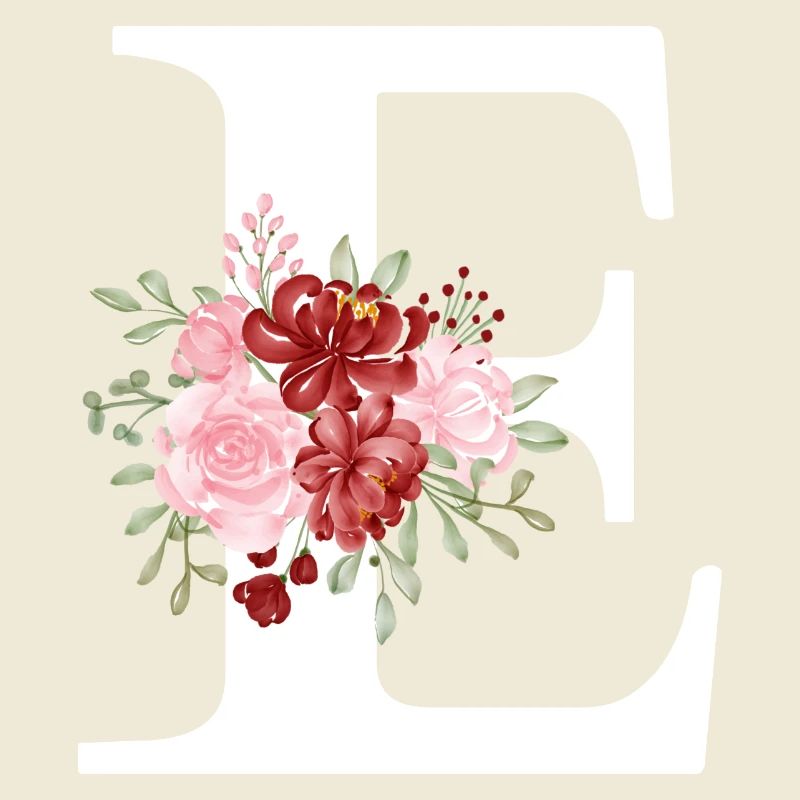 Red Floral Letter E