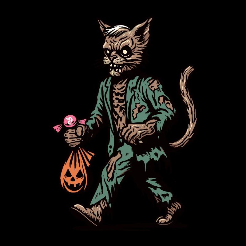 Untote Zombie Katze Süßes Oder Saures Halloween