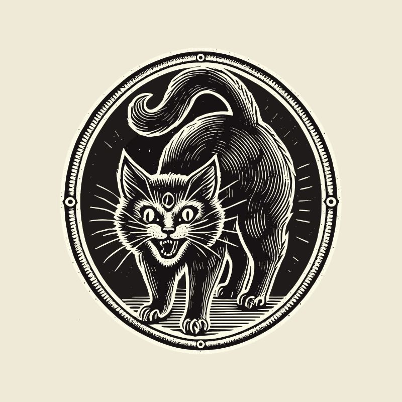 Scary Black Witch Cat Cute Halloween