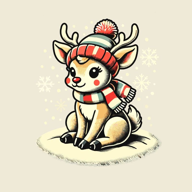 Renne mignon avec écharpe de Noël