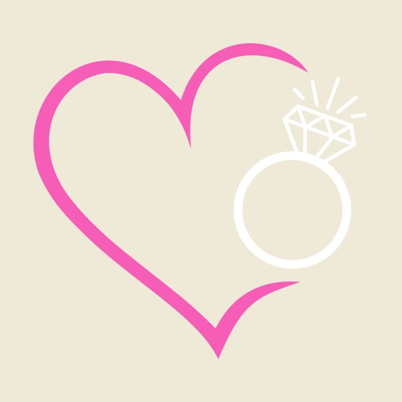 Heart with diamond ring, wedding ring, wedding ring, bride