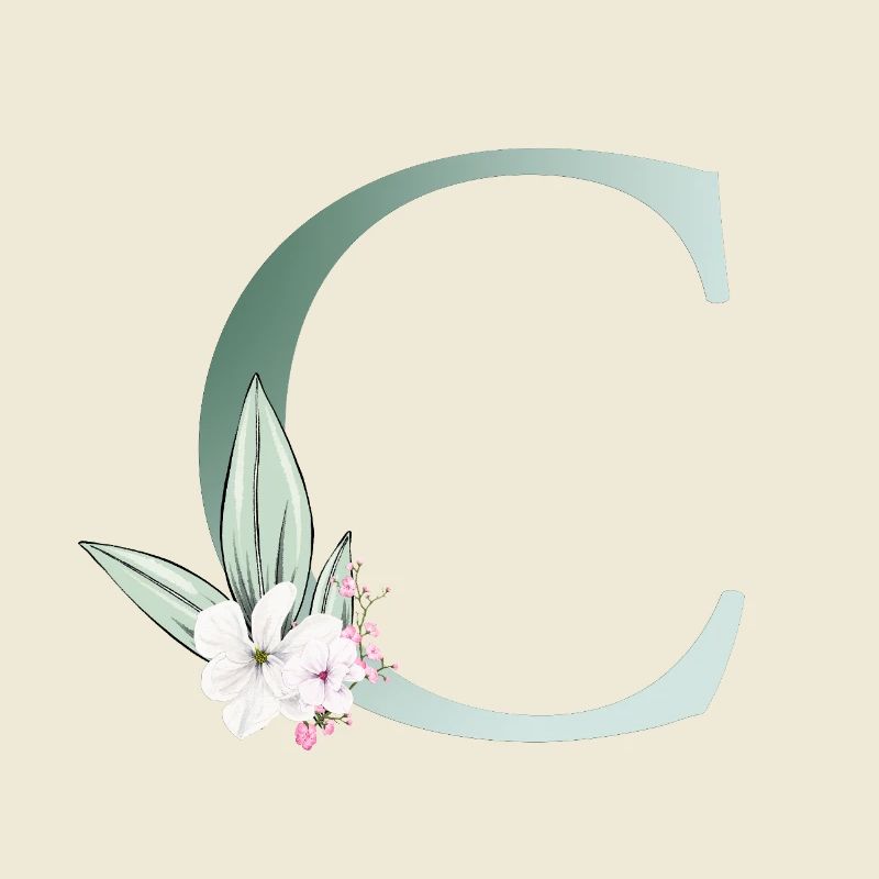 C Monogram, Floral, Customizable