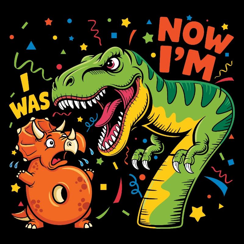 Six Seven Dinosaur 7 Years Birthday