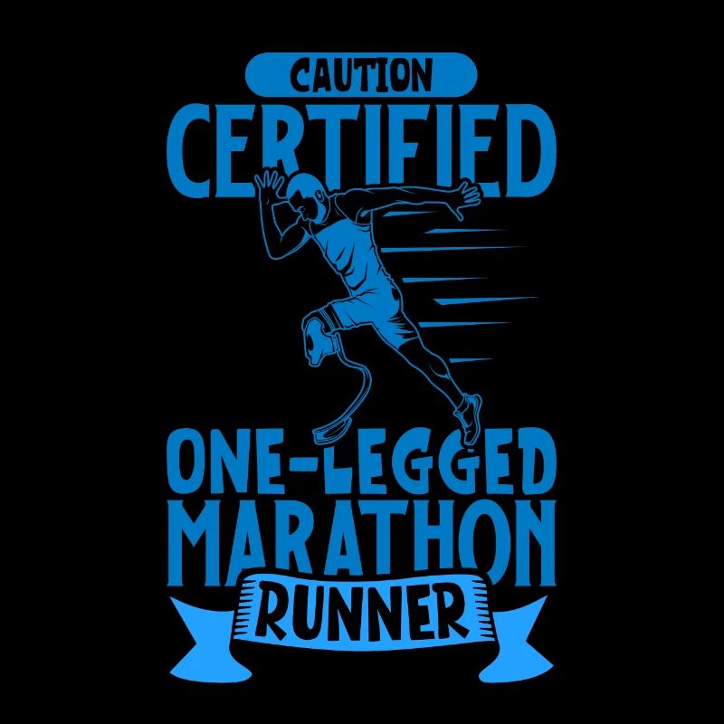 Certified marathon runner with running prosthesis