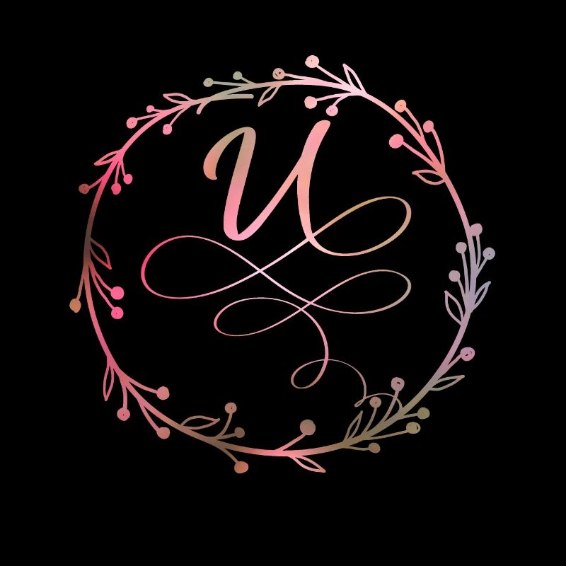 Monogram, letter U, calligraphy ornament
