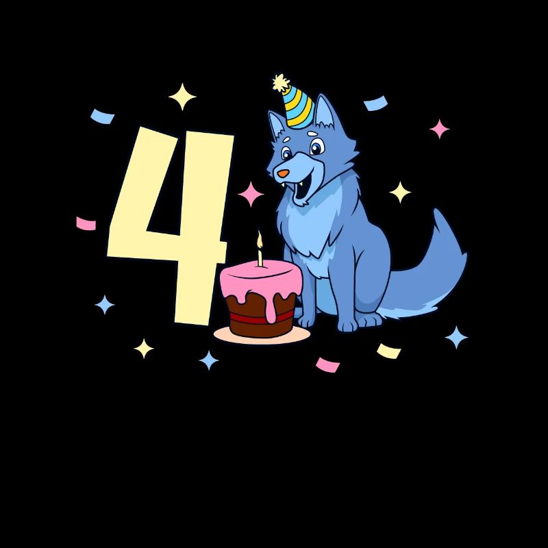Mit Wolf - Kinder Geburtstag 4 Jahre