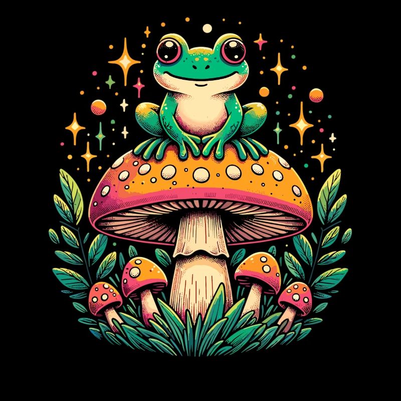 Cottagecore Ästhetischer Vintage Waldpilzfrosch