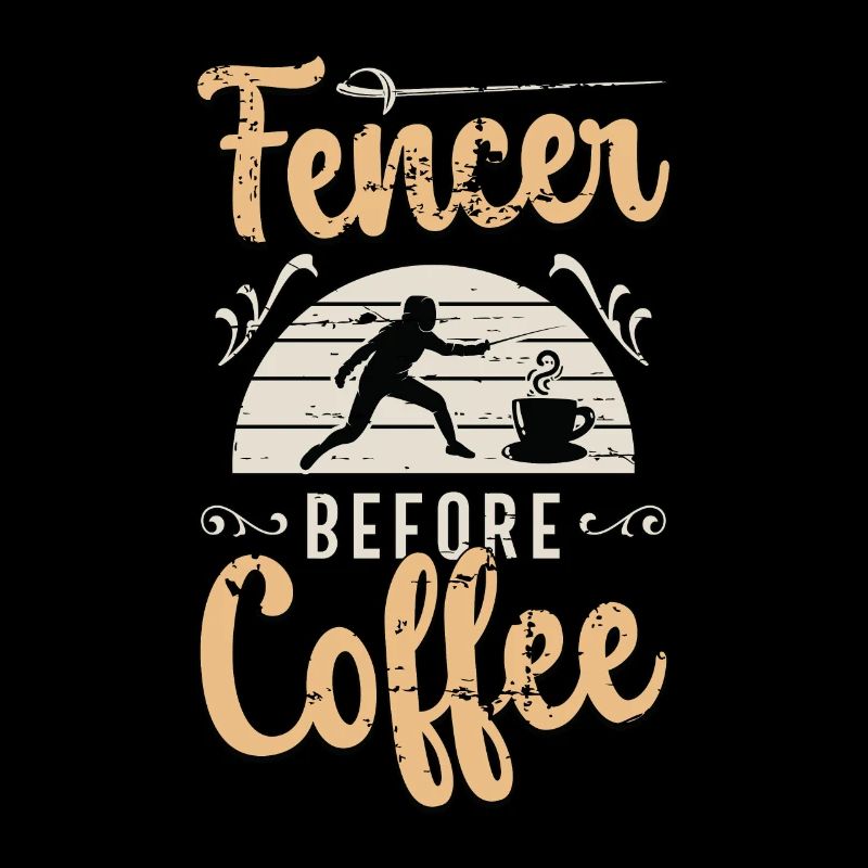 Escrimeur Avant Le Café Épée Combattant Amateur De Café