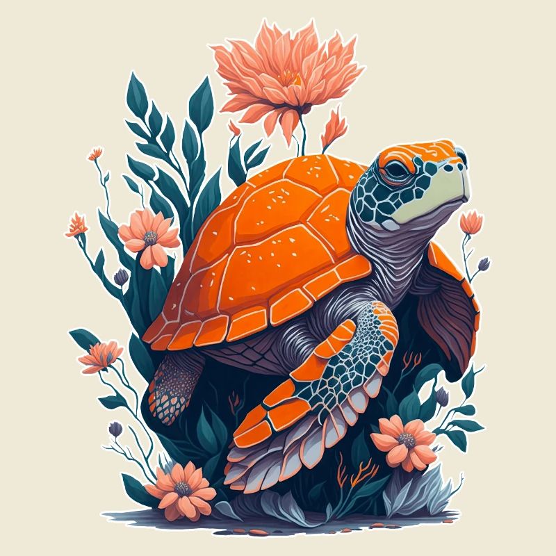 Turtle Flowers Motif