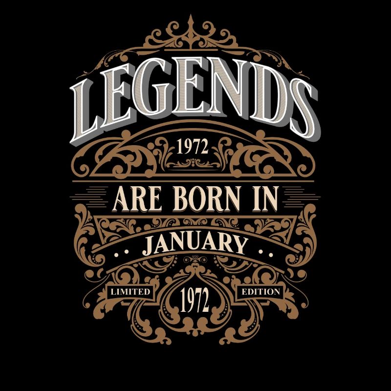 1972 Janvier Né Anniversaire Année De Naissance Légende