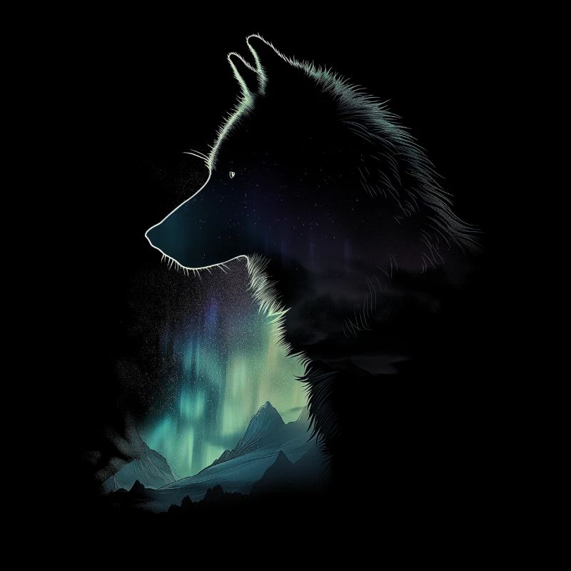 Wolf Northern Lights Finland Gift