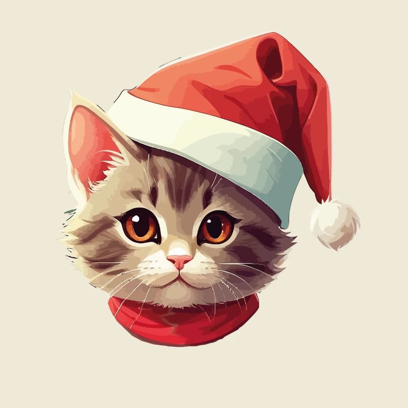 Visage de chat Père Noël Saint-Nicolas chat Noël