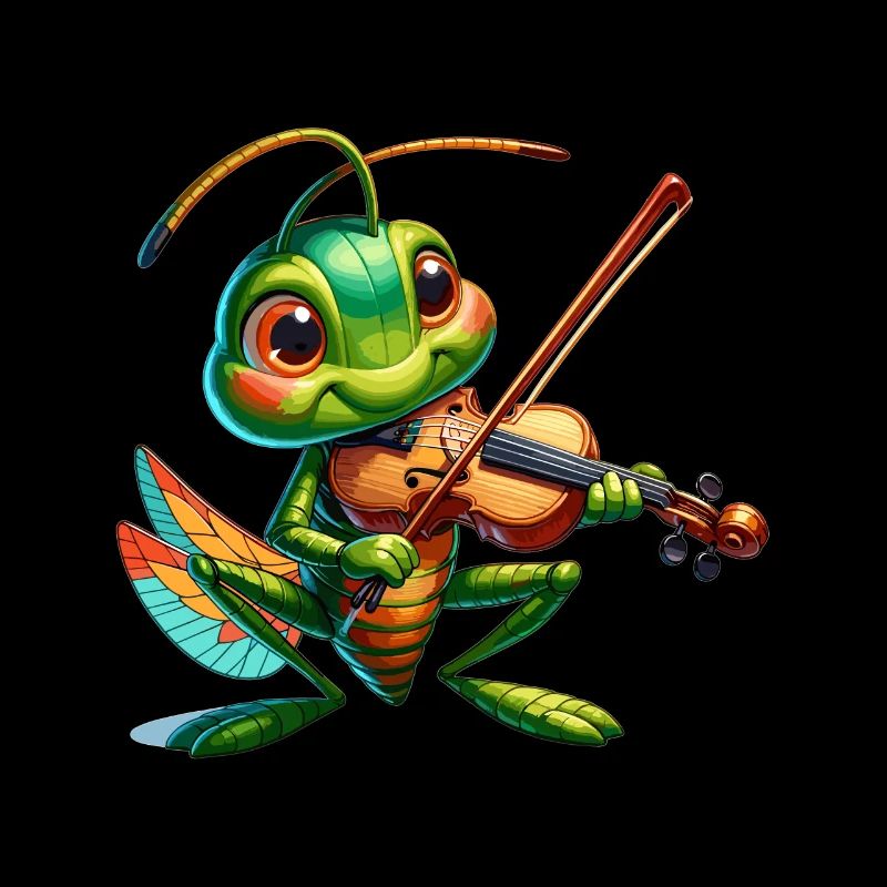 Sauterelle avec violon