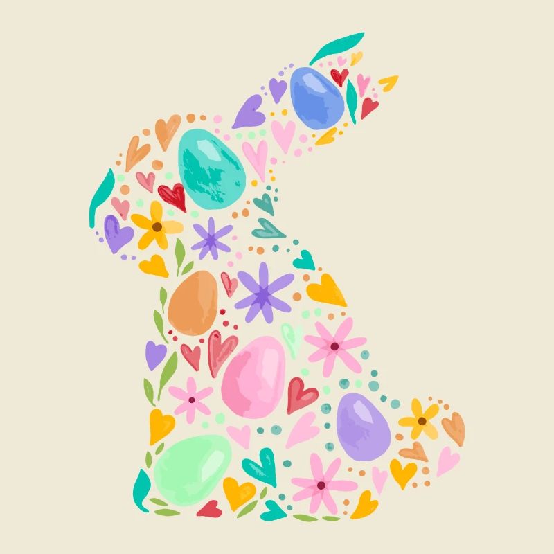 Coloré lapin de Pâques oeufs de Pâques fleurs Pâques graphique