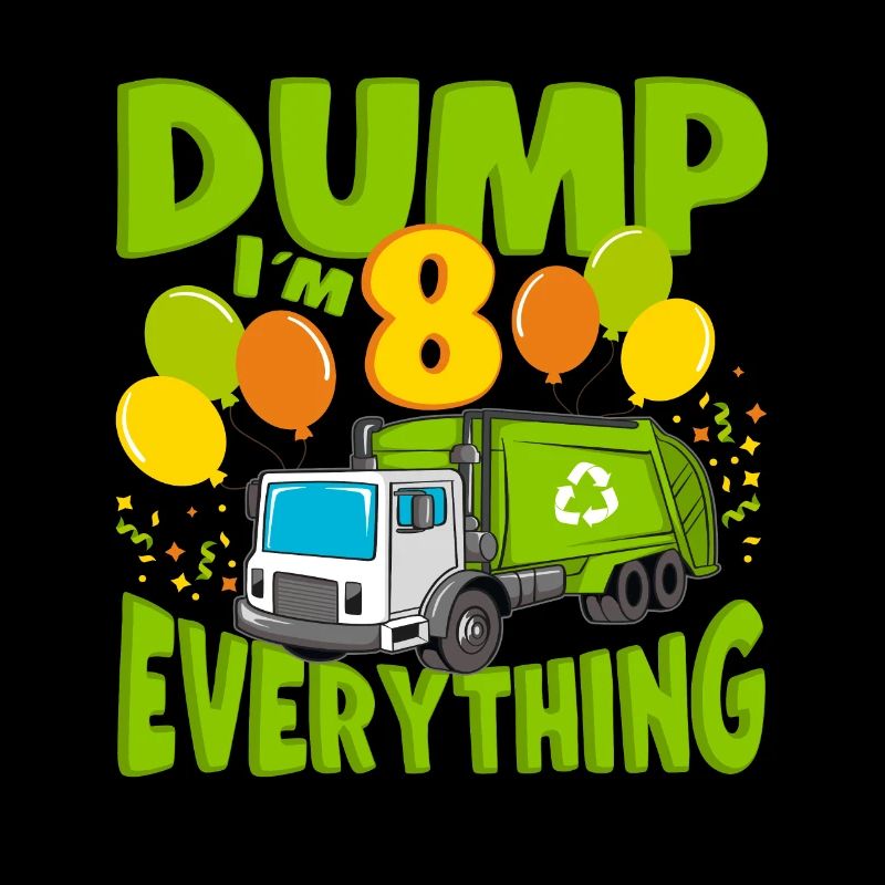 8th Birthday 8 Years Old Boy Gift Garbage Truck