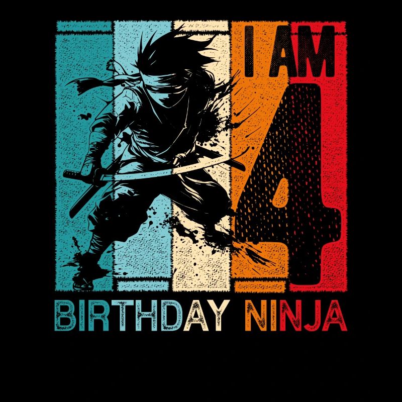 Retro Ninja 4 Jahre Junge 4. Geburtstag Geschenk