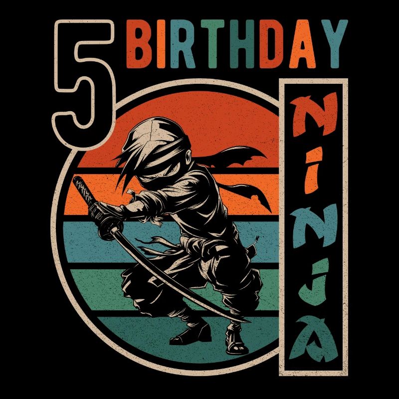 Retro Ninja 5. Geburtstag 5 Jahre Junge Geschenk