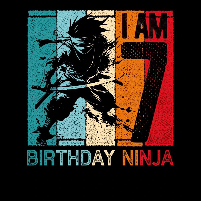 Retro Ninja 7 Years Boy 7th Birthday Gift