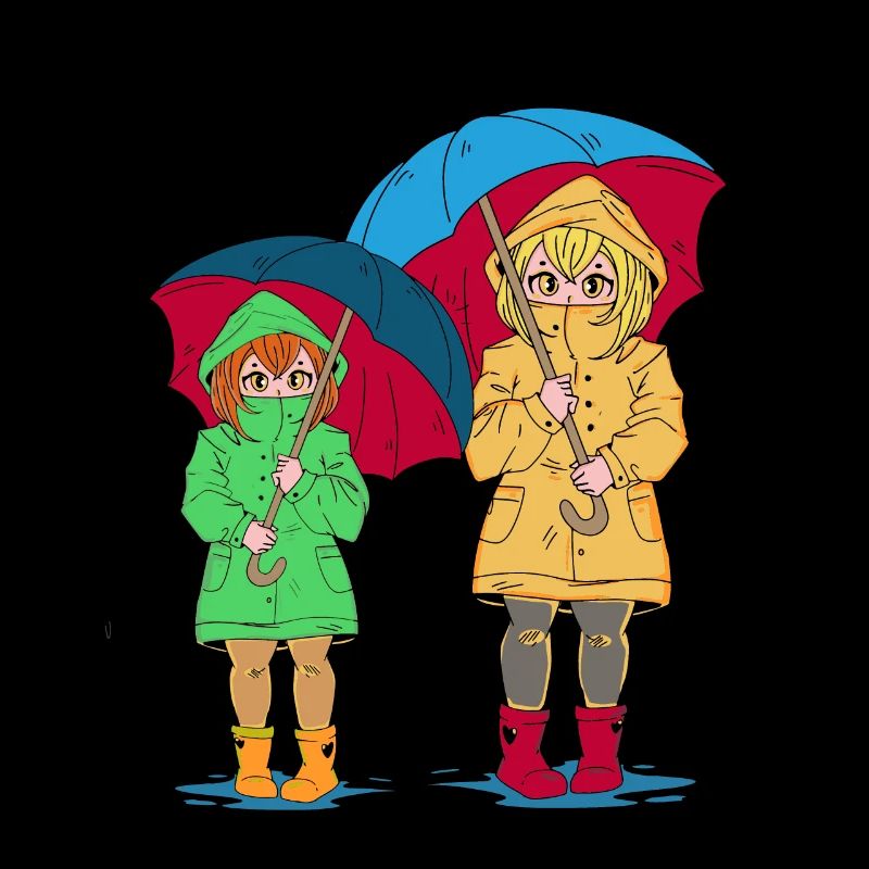Mädchen Geschwister Schwester Regenschirm