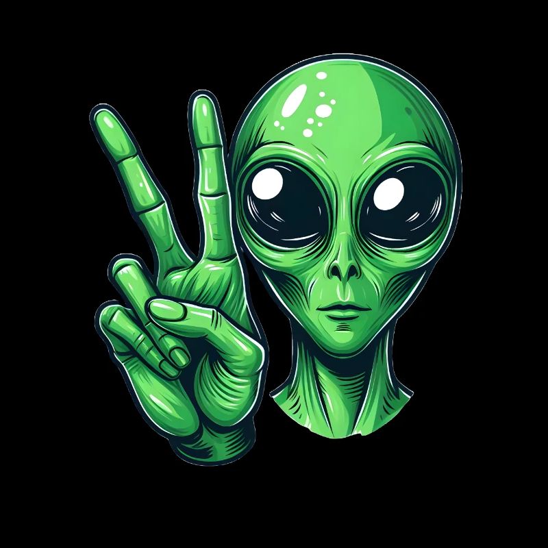 Alien shows peace sign